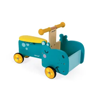 Houten bakfiets / loopfiets - Nijlpaard de Janod en Turquoise – photo du produit 2 sur 6