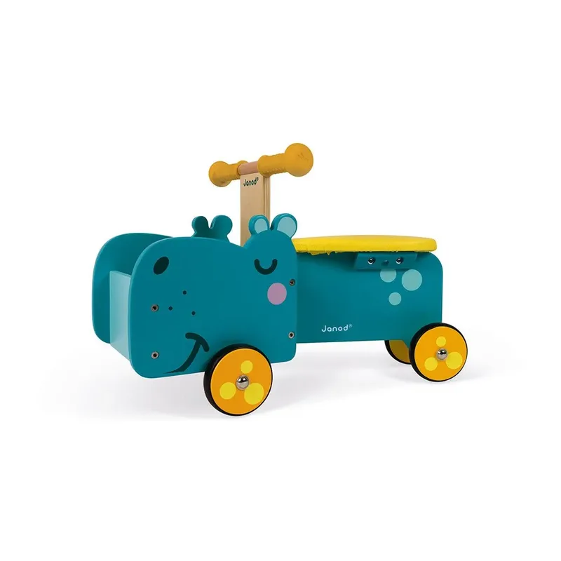 Houten bakfiets / loopfiets - Nijlpaard de Janod en Turquoise – photo du produit 6 sur 6