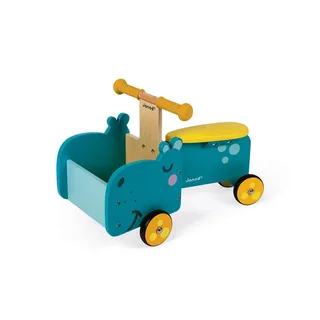 Houten bakfiets / loopfiets - Nijlpaard de Janod en Turquoise – photo du produit 5 sur 6