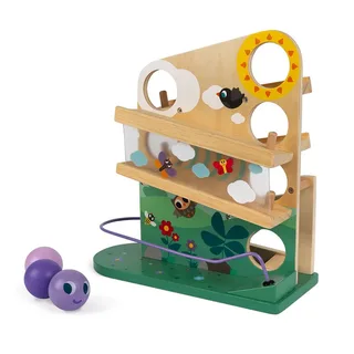 Houten ballenbaan met bel - Rups de Janod en Multicolore – photo du produit 5 sur 6