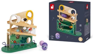 Houten ballenbaan met bel - Rups de Janod en Multicolore – photo du produit 1 sur 6