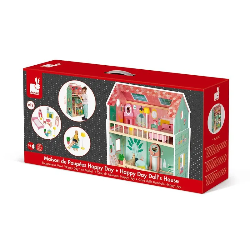 Houten poppenhuis - doll's house de Janod en Happy Day – photo du produit 3 sur 6