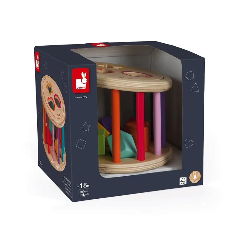 I Wood - Vormen quiz - Houten vormenstoof met 6 blokken de Janod en Multicolore – photo du produit 2 sur 6
