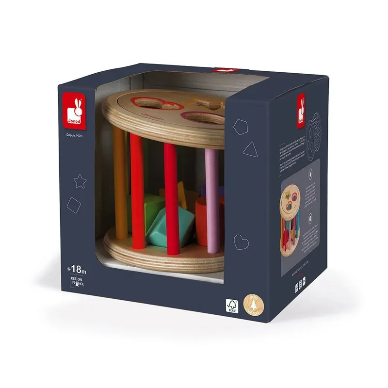 I Wood - Vormen quiz - Houten vormenstoof met 6 blokken de Janod en Multicolore – photo du produit 3 sur 6