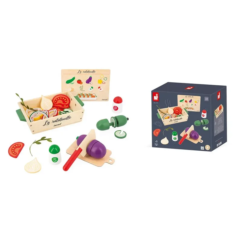In De Keuken - Ratatouille Set - Het Is Tijd Om Je Schort Aan Te Trekken Met Deze Set Van 32 Accessoires! - Volg Het Recept En Maak Een Chef-Waardige Ratatouille - Geleverd Met Snijplank En Houten Ovenschaal - Geschikt Vanaf 3 Jaar van Janod in Meerkleurig – productfoto 2 van 6