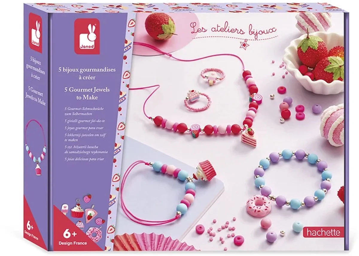 Les Ateliers Bijoux - 5 Gourmandises juwelen armbandjes maken från Janod i Flerfärgad – produktbild