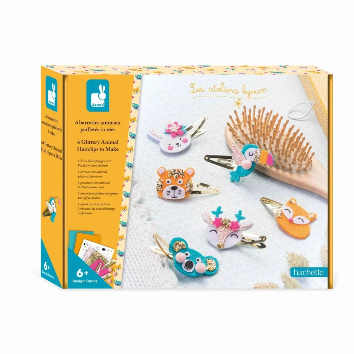 Les Ateliers Bijoux - Maak 6 glinsterende haarspeldjes met dieren by Janod in Multicolour – product photo