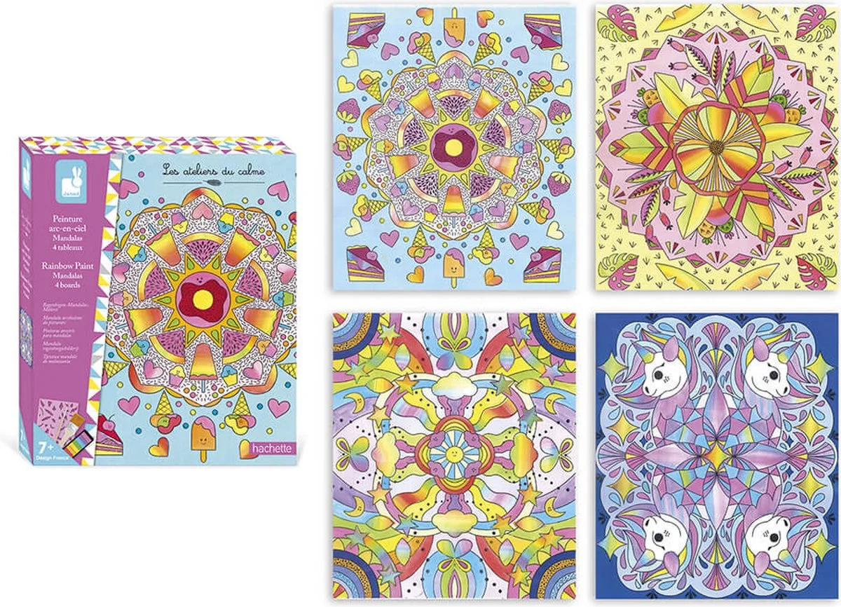 Les Ateliers Du Calme - Regenboog mandala's schilderen - Knutselset de Janod en Multicolore – photo du produit
