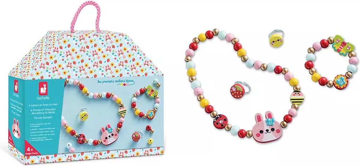 Les Premiers Ateliers Bijoux - 4 Houten sieraden om te maken von Janod in Flower Garden – Produktfoto