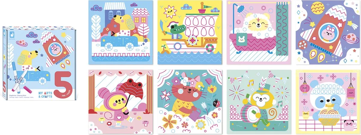 My Arts & Crafts - Tekenkunst - Schattige en grappige dieren van Janod in Meerkleurig – productfoto