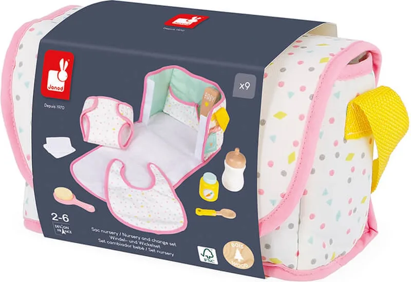 Poppen verschoningstas (Pop niet inbegrepen) by Janod in Multicolour – product photo