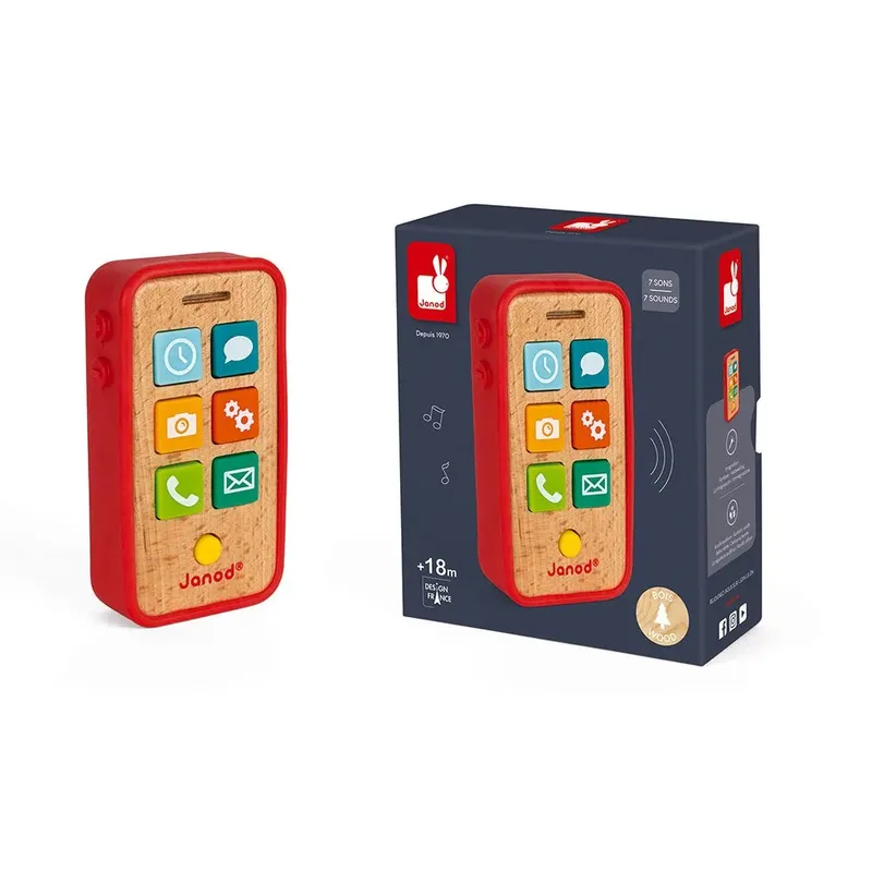 Speelgoedtelefoon - Telefoon met geluid by Janod in Red – product photo 4 of 6