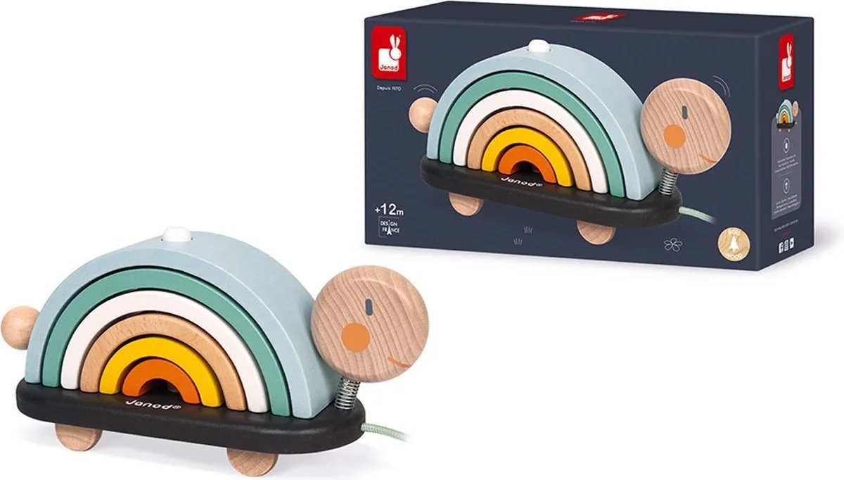 Sweet Cocoon Rainbow Turtle Byggspel från Janod i Flerfärgad – produktbild