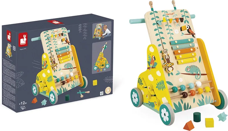 Tropik - Baby loopwagen met 6 activiteiten by Janod in Yellow – product photo