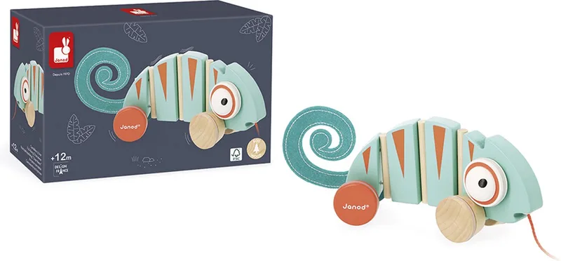 Tropik - Houten trekfiguur - Kameleon by Janod in Blue – product photo