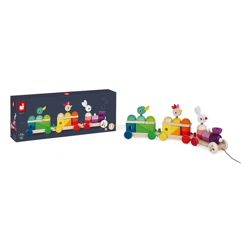 Zigolos - Grote meerkleurige trein - Trekfiguur en stapelspeelgoed by Janod in Multicolour – product photo 4 of 6