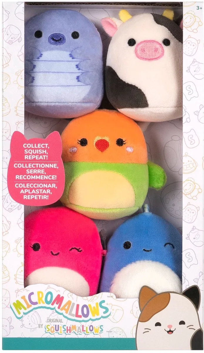 MICROMALLOWS - 5 Pack Plush Squishmallows (Tew, Connor, Plath, Brody, Lasla) 6cm von Jazwares in Mehrfarbig – Produktfoto