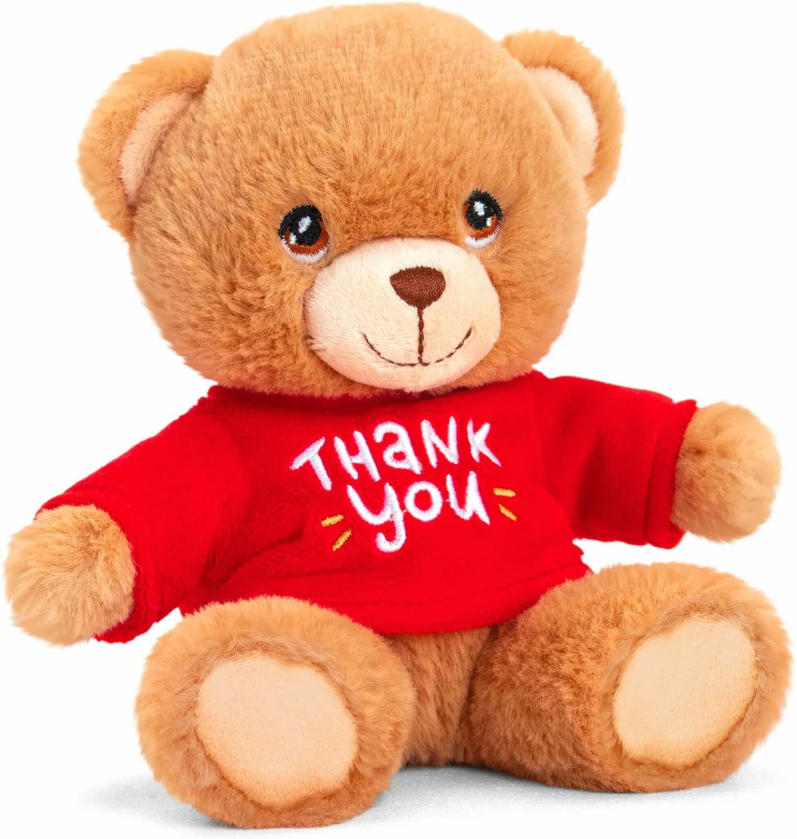 pluche beer knuffel Thank You met rood shirt 14 cm van Keel Toys in Roze – productfoto