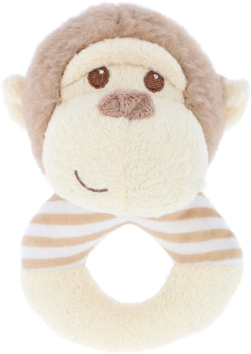 ring Rammelaar aapje - 14 cm - Dieren knuffels van Keel Toys in Beige – productfoto