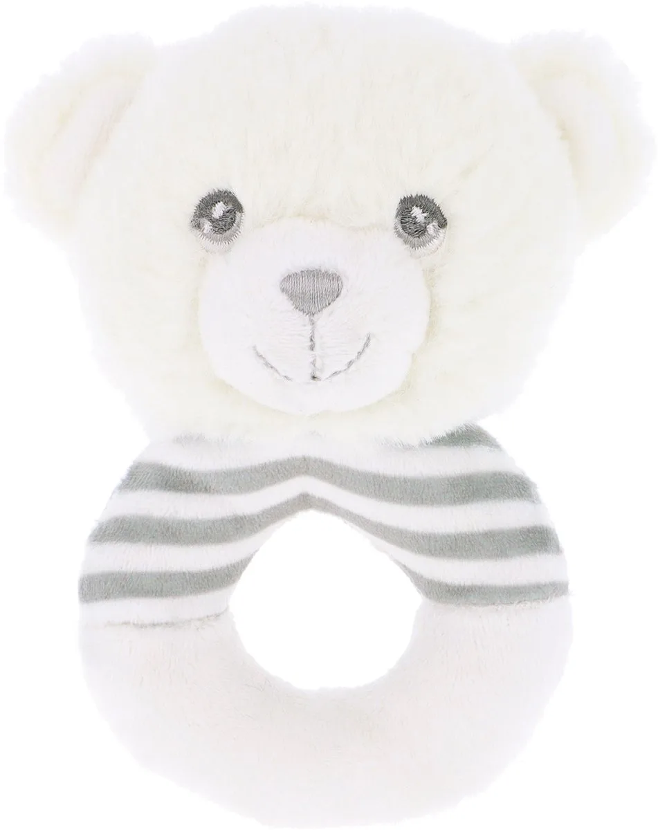 ring Rammelaar Beertje - 14 cm - Dieren Knuffels van Keel Toys in Wit – productfoto