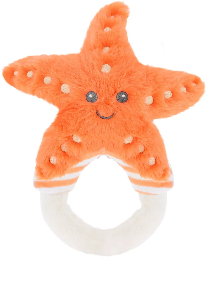 ring rammelaar zeester - 14 cm - Dieren knuffelbeesten van Keel Toys in Oranje – productfoto