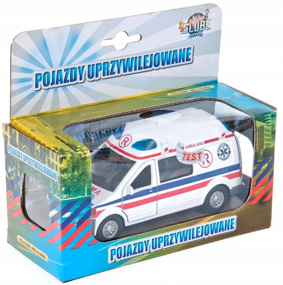 Ambulance Speelgoed Auto Metaal 12cm met Licht en Geluid de Kids Globe en Bleu – photo du produit