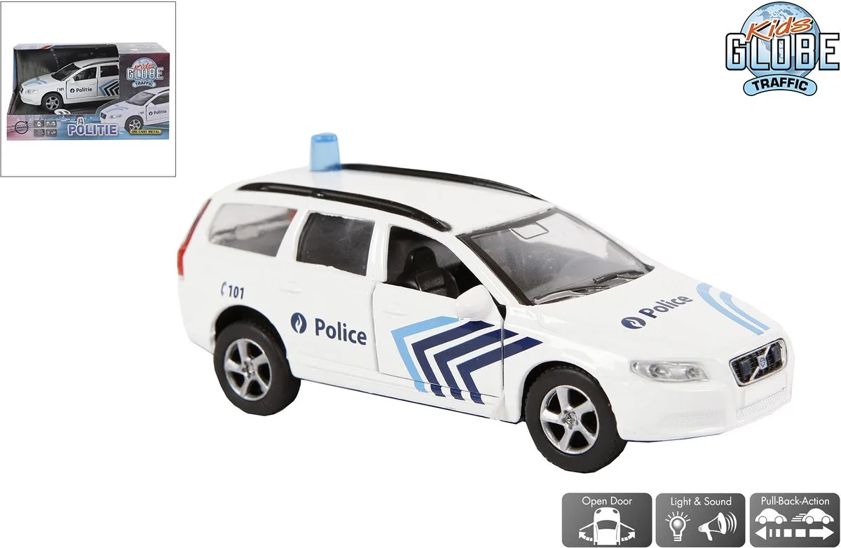 Auto Politie Volvo V70 Licht Geluid 12 cm von Kids Globe in Weiß – Produktfoto
