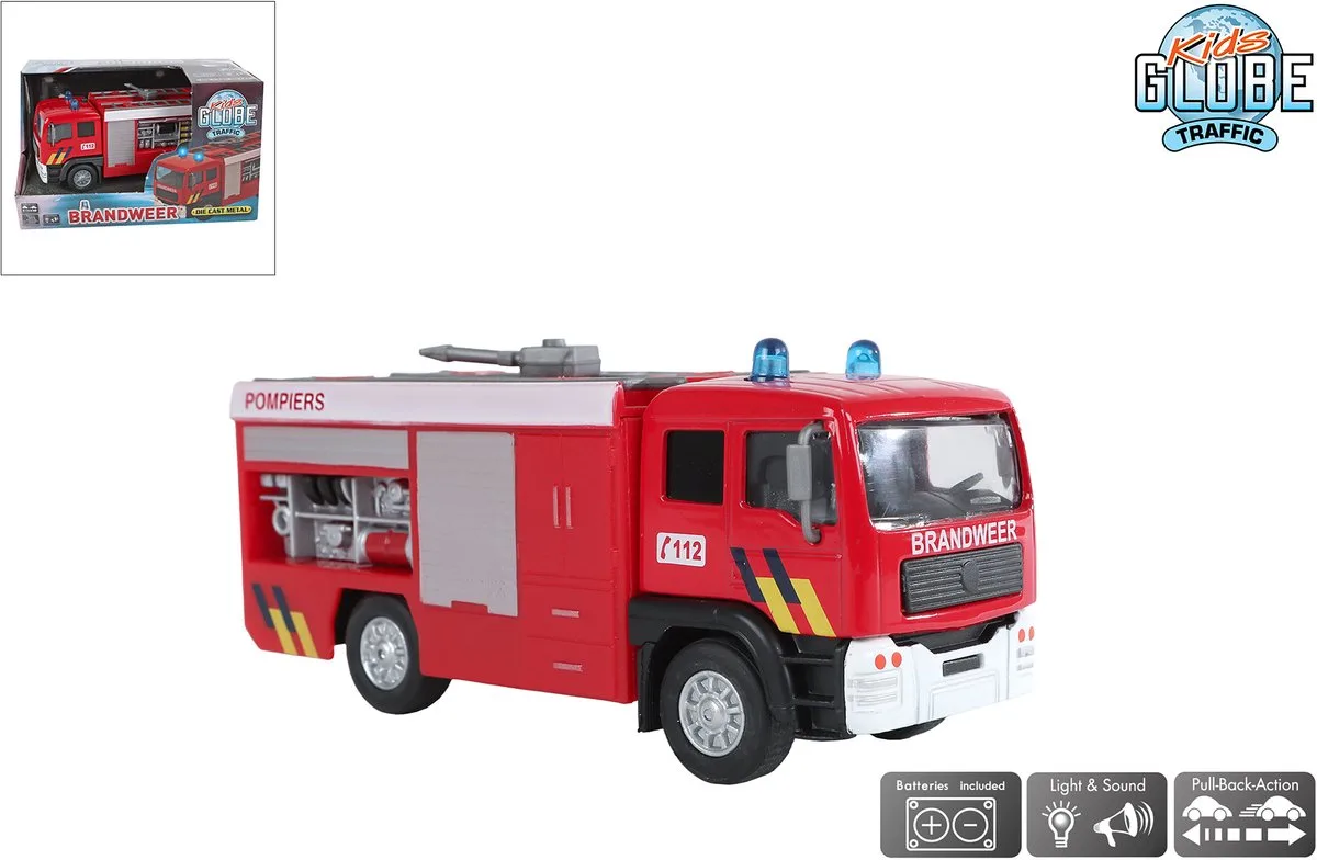 Brandweerauto Tankauto Metaal Licht Geluid 13 cm by Kids Globe in Multicolour – product photo
