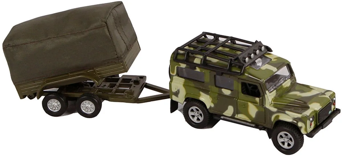 Die-cast Land Rover Met Aanhanger Leger, 27cm by Kids Globe in Multicolour – product photo