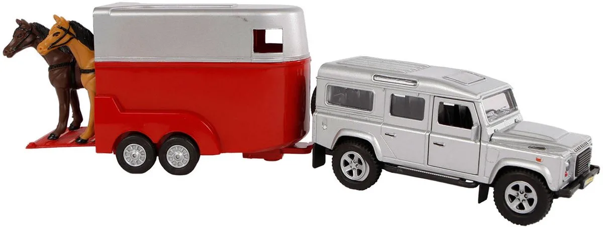 Die-cast Land Rover met Paardentrailer 1:32 de Kids Globe en Multicolore – photo du produit