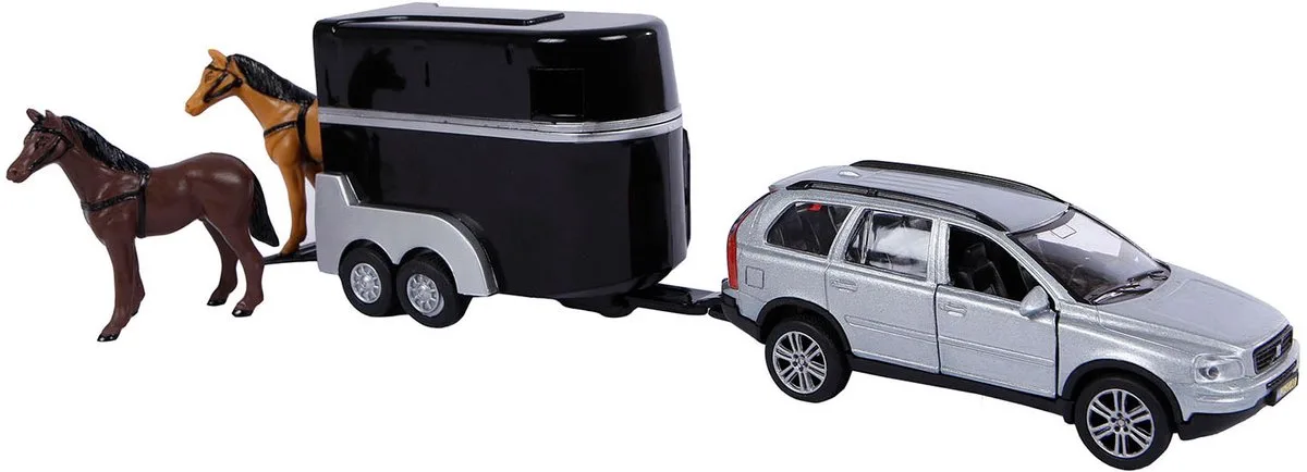 Die-cast Volvo XC90 met Paardentrailer, 27cm van Kids Globe in Meerkleurig – productfoto