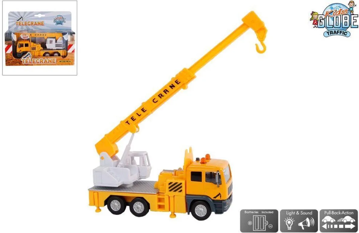 Hijskraan Die-cast met Licht en Geluid, 15cm von Kids Globe in Gelb – Produktfoto