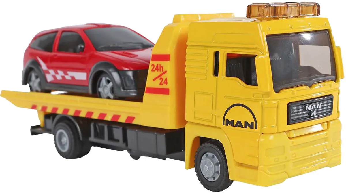 Man Vrachtwagen Bergingswagen met Auto, 19cm van Kids Globe in Meerkleurig – productfoto