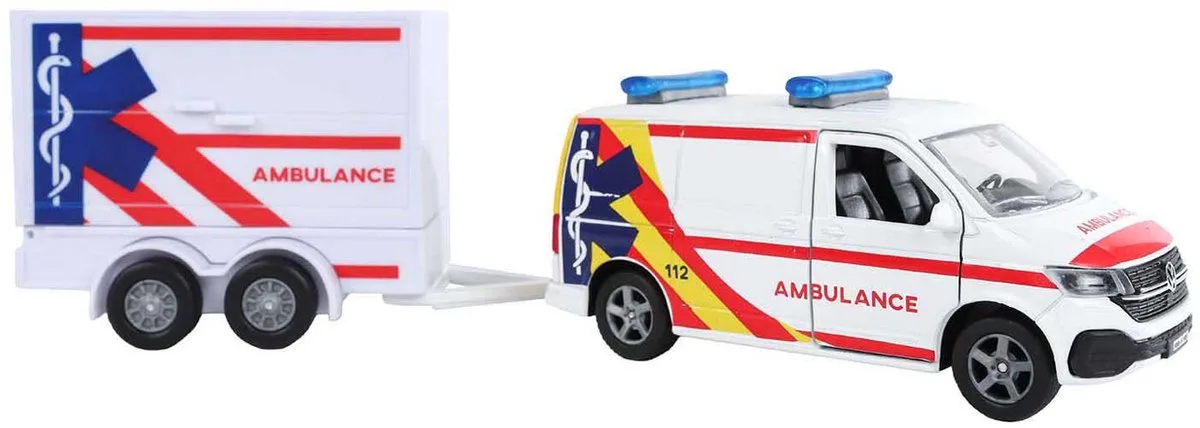 VW Transporter Ambulance met Aanhangwagen de Kids Globe en Multicolore – photo du produit