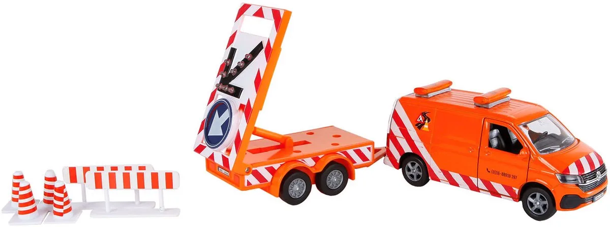 VW Transporter met Pijlwagen en Licht Die-Cast by Kids Globe in Orange – product photo