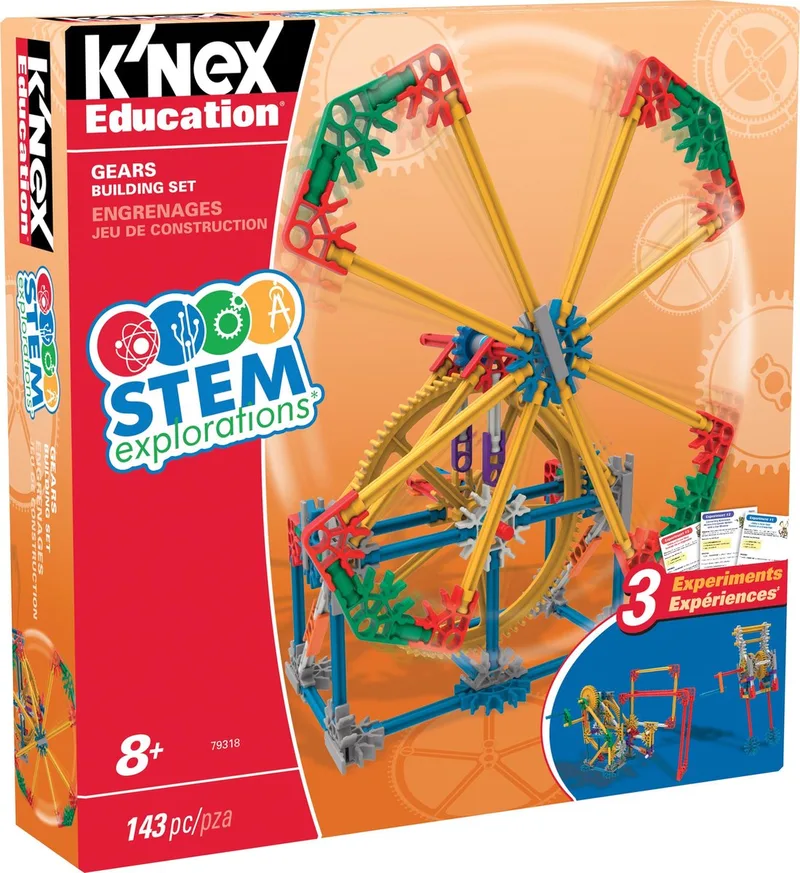 Education STEM Explorations Gears - Bouwset met motor - 140+ onderdelen de K'NEX en Multikleur – photo du produit