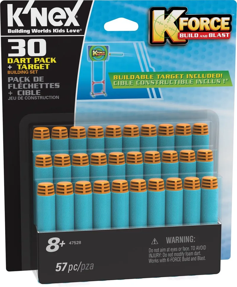 K-FORCE Dart Pack + Target - 30 Stuks by K'NEX in Blauw – product photo