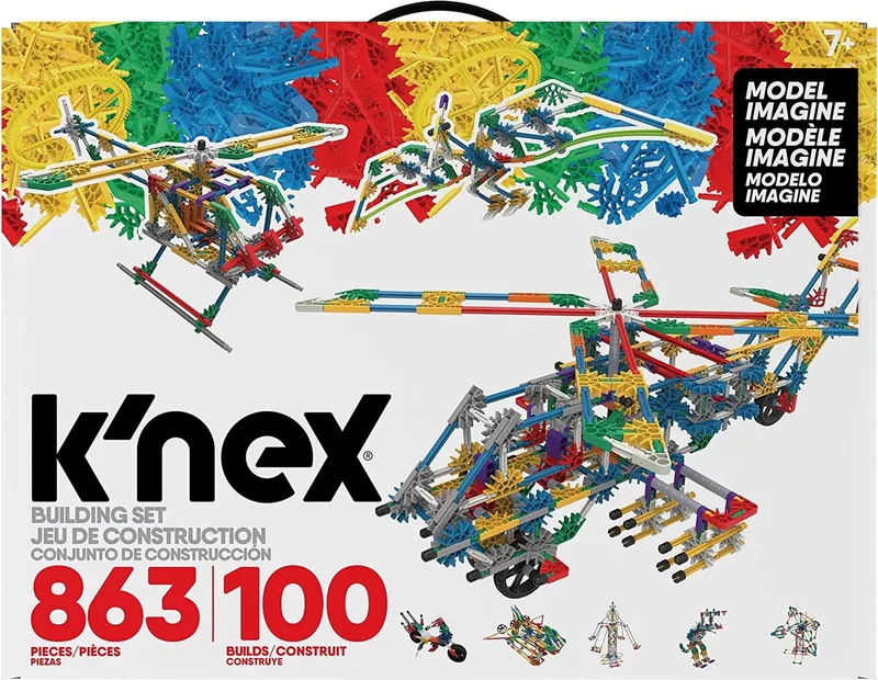 K'NEX 100 Modellen – Bouwset voor Kinderen – 863 Onderdelen – Met Opbergdoos – Vanaf 7 Jaar de K'NEX en Multicolor – photo du produit