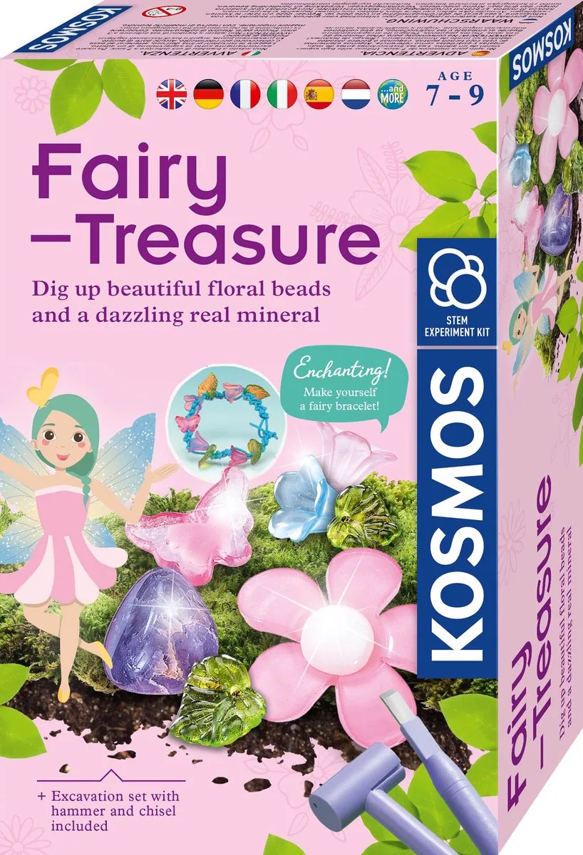 Dig Out Fairy Treasure - Opgravingsset - Graaf Een Feeënschat Op - Maak Je Eigen Feeënarmband - Inclusief Amethist, Bloemenkralen en Haaraccessoire - STEM Speelgoed - Vanaf 7 Jaar de KOSMOS en Dig Out – Fairy Treasure – photo du produit