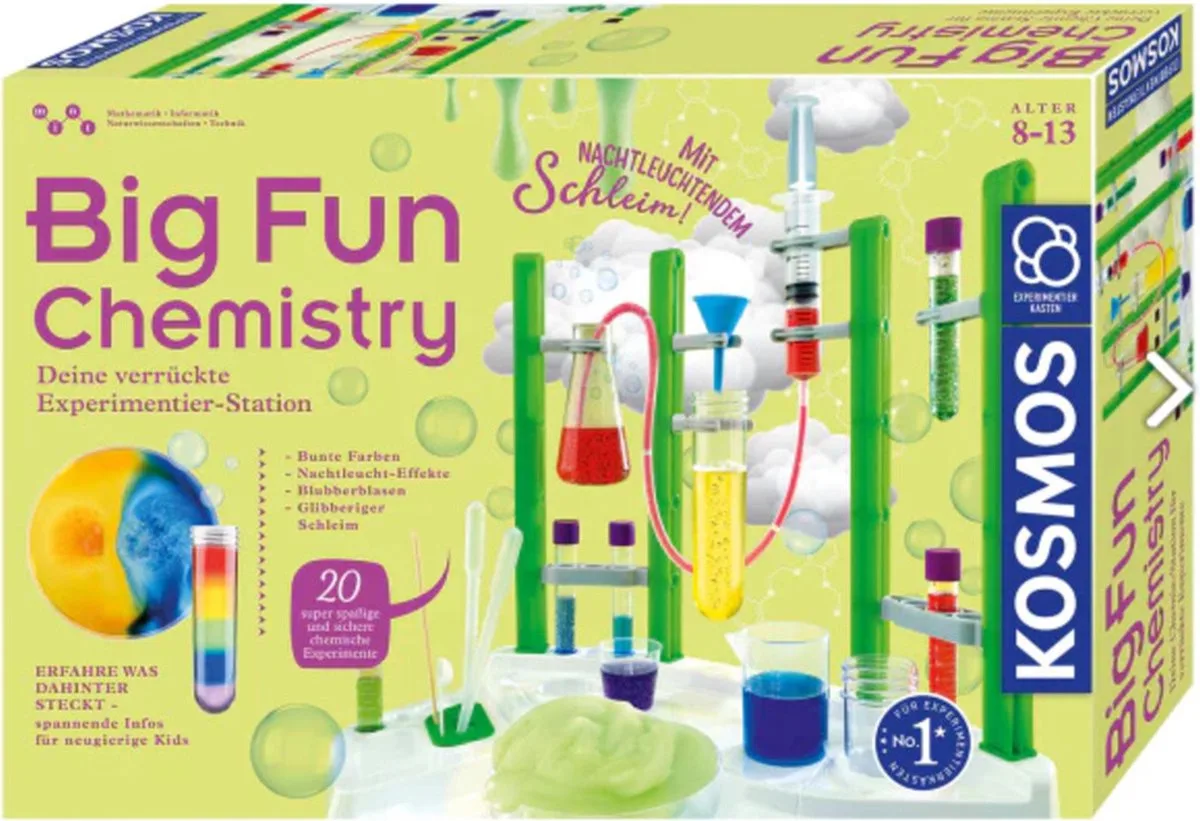 Experimenteerset - 20 Veilige Scheikundeproeven - Compleet Laboratorium Station - Maak Slijm, Kleurreacties en Bruisende Experimenten - STEM Speelgoed - Vanaf 8 Jaar by KOSMOS in Big Fun Chemistry – product photo