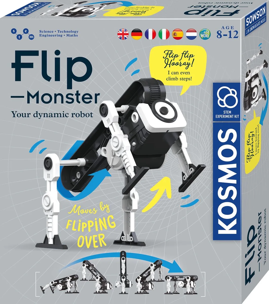 Experimenteerset - Bouw Je Eigen Klimrobot - Unieke Flip-Aandrijving - Beklimt Trappen en Hindernissen - Robotica en Techniek - STEM Speelgoed - Vanaf 8 Jaar de KOSMOS en Flip Monster – photo du produit