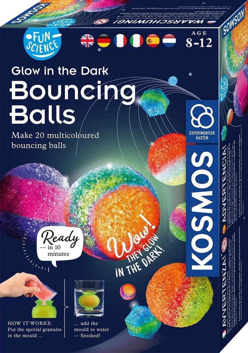 Experimenteerset - Maak Je Eigen Stuiterballen - Inclusief Glow-in-the-Dark Effecten en Wiebeloogjes - Tot 20 Stuiterballen - STEM Speelgoed - Vanaf 8 Jaar från KOSMOS i Bouncing Balls – produktbild