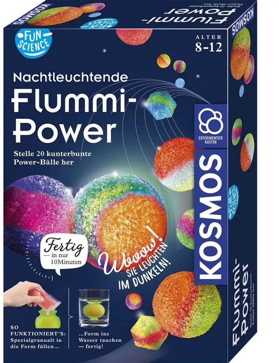 Experimentierkasten Fun Science Nachtleuchtende Flummi-Power von KOSMOS in Mehrfarbig – Produktfoto
