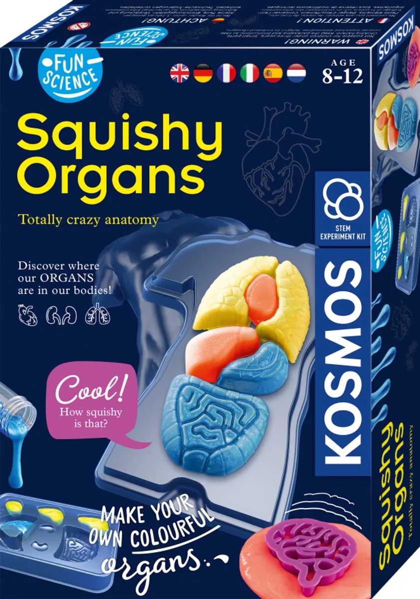 Squishy Organs – Experimenteerset – Bouw en ontdek de zachte organen van het menselijk lichaam – Inclusief hart, longen, maag en darmen – Zachte Orgaanmodellen från KOSMOS i Multikleurig – produktbild