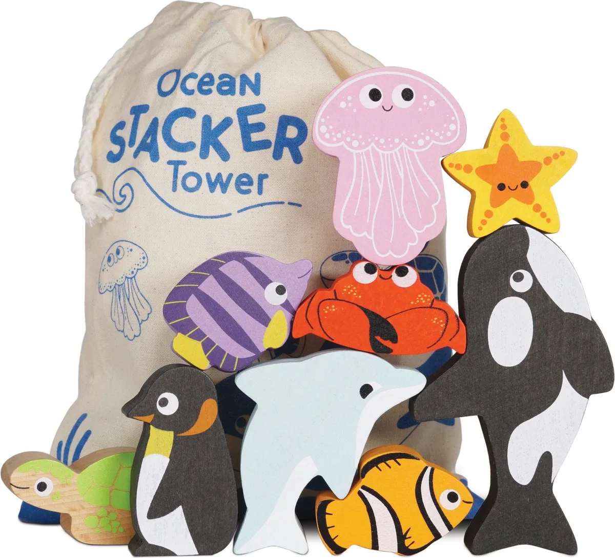 Houten Stapeldieren Oceaan - Stapelspeelgoed de Le Toy Van en Multicolore – photo du produit