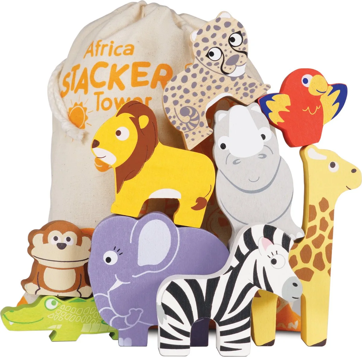 Houten Stapeldieren Safari - Stapelspeelgoed van Le Toy Van in Meerkleurig – productfoto