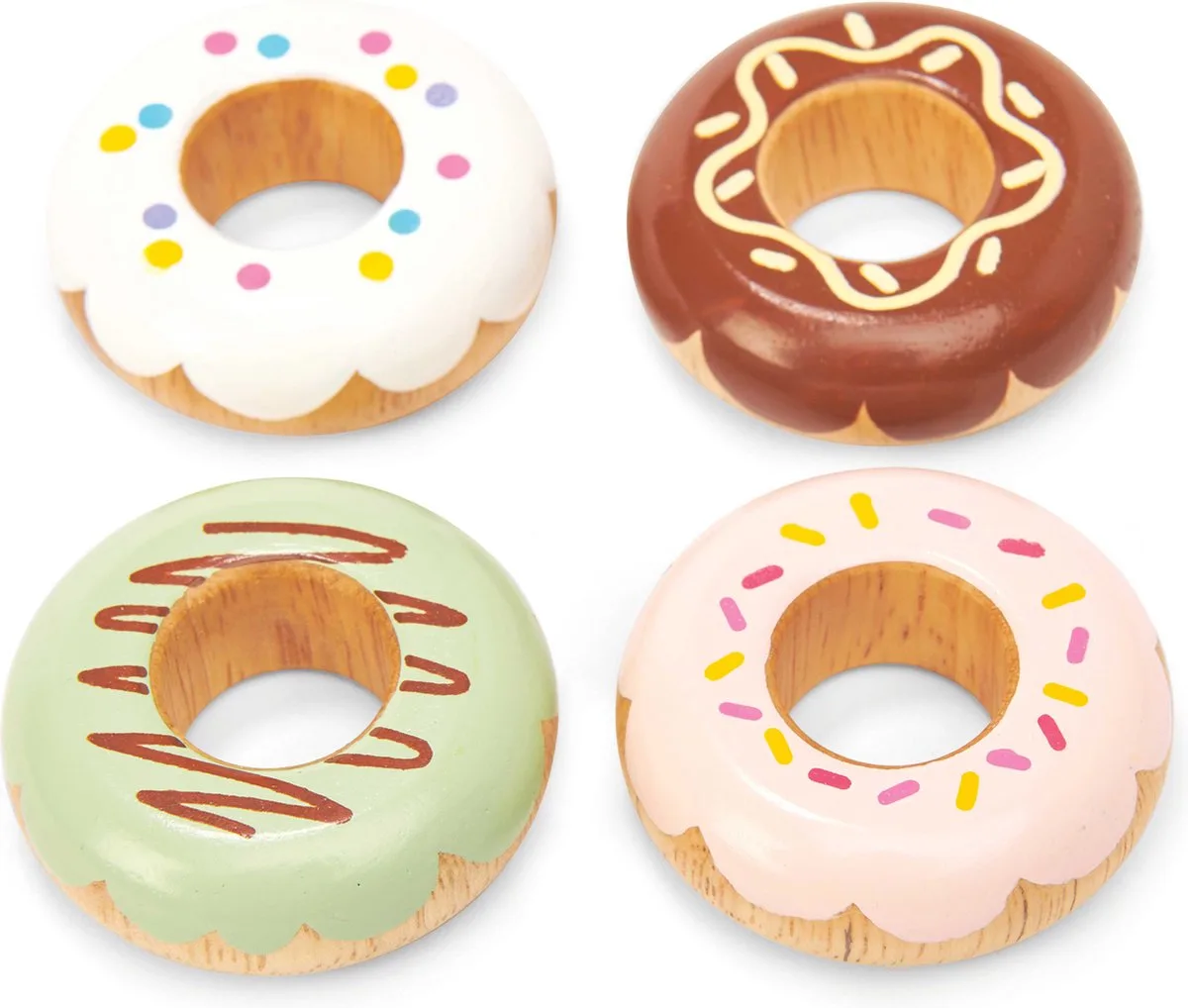 Massief Houten Donuts - Houten keukenspeelgoed - Duurzaam rubberhout - Vanaf 2 jaar de Le Toy Van en Multicolore – photo du produit