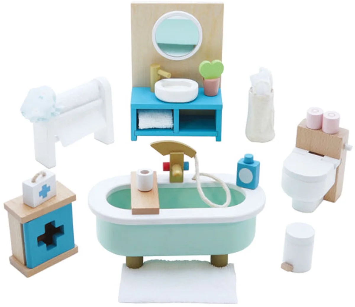 Poppenhuismeubels Daisylane Badkamer - Hout van Le Toy Van in Meerkleurig – productfoto