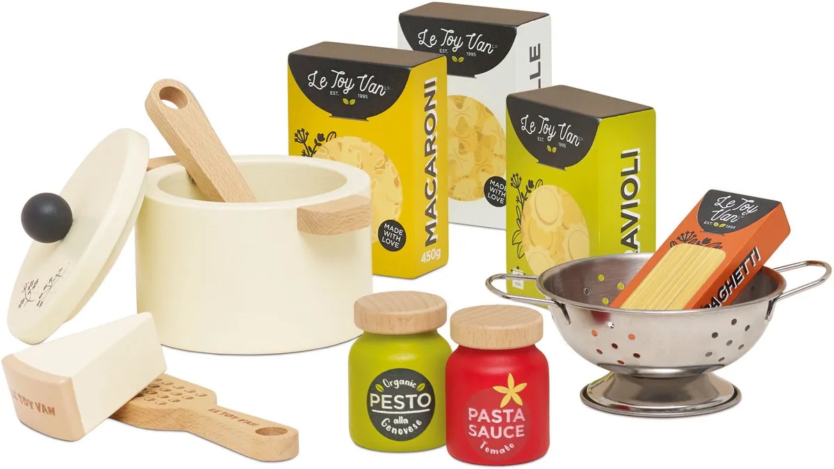 speelgoed - Organic Pasta Set FSC 100% duurzaam houten speelgoed. van Le Toy Van in Meerkleurig – productfoto