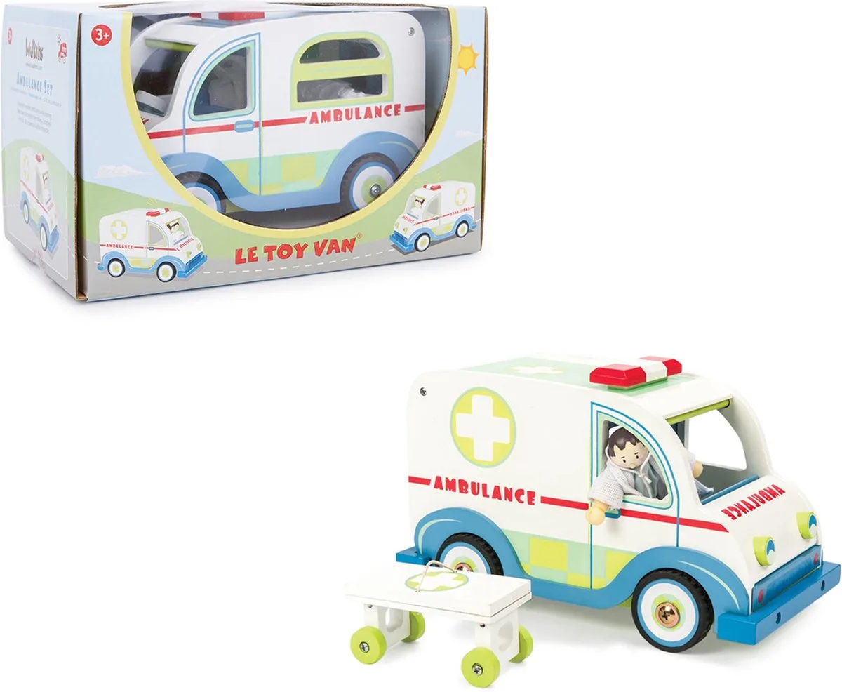 Speelset Auto's Ambulance set - Hout van Le Toy Van in Wit – productfoto